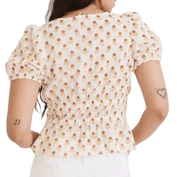 MADEWELL Sophia Wild Calendula Block Print Short Sleeve Top, Size XXL - Picture 4 of 14